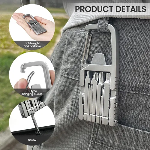 Miniatura 3 de Miniherramienta 13 en 1 para romper mandíbulas, mini herramienta de defensa personal, mini herramienta con abridor de botellas, soporte