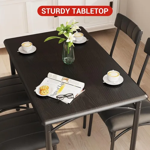 Miniatura 5 de Takywep Juego de mesa de comedor para 4 para espacios pequeños, mesa de cocina con 4 sillas tapizadas, marco moderno de madera y metal