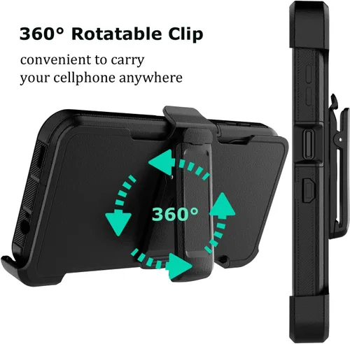 Miniatura 3 de Funda para teléfono Galaxy A14 5G, para Samsung A14 5G con clip para cinturón con [protector de pantalla incorporado] protector de pie resistente a