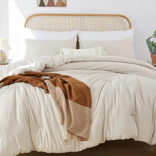 Miniatura 30 de ROSGONIA Edredón tamaño completo para niñas, niños y adolescentes, blanco, 3 piezas (1 edredón bohemio y 2 fundas de almohada), juego de ropa