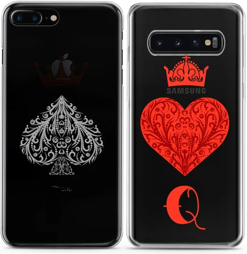Miniatura 4 de Fundas a juego para parejas compatibles con iPhone 15 14 13 12 11 Pro Max Mini Xs 6s 8 Plus 7 Xr 10 SE 5 King Queen Spades Hes rojo negro encantador