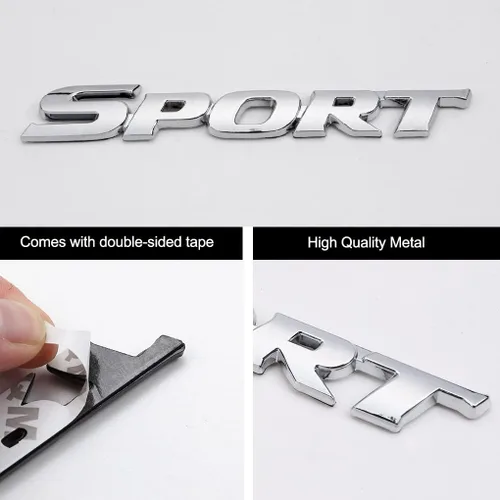 Miniatura 2 de Paquete de 2 Calcomanías Deportivas para Coche, Emblema Adhesivo de Metal 3D Sport para Guardabarros Lateral de Coche Camión Maletero Trasero