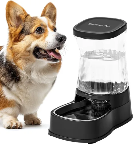 Gardner Pet - Dispensador automático de agua por gravedad para perros, alimentador de acero inoxidable, 100% libre de BPA, gran capacidad para Oscuro