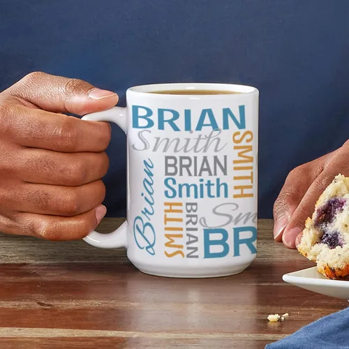 Miniatura 2 de Let's Make Memories Taza Personalizada con Tu Nombre y Firma - Taza de Café Personalizada de 15oz - Relleno para Calcetín - Para Navidad Gris