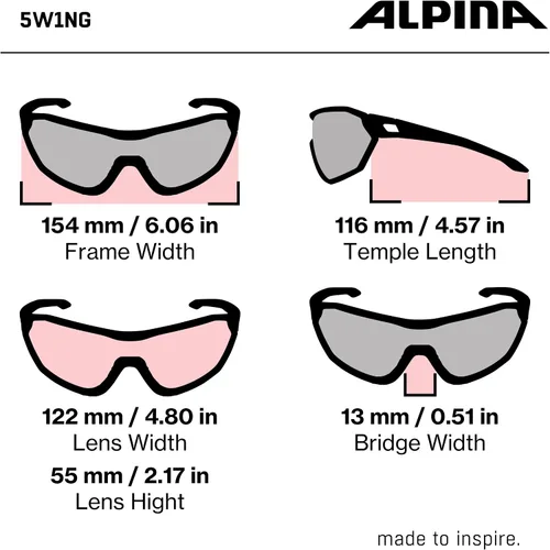 Miniatura 9 de ALPINA Gafas de sol deportivas con 100% protección UV para hombres y mujeres, ciclismo, correr, protección lateral extraíble, 5W1NG Todo negro mate