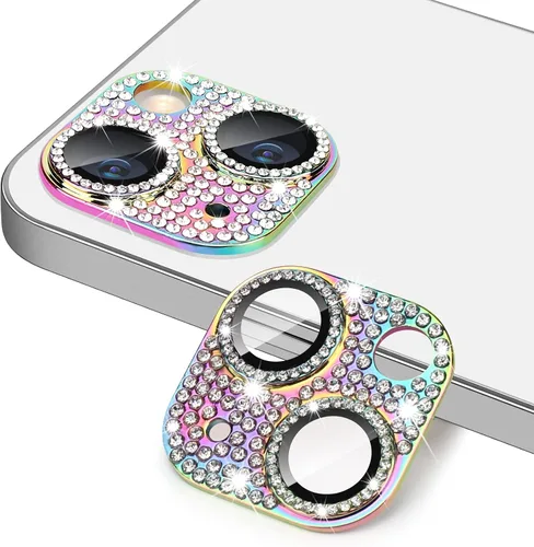 Miniatura 98 de Protector de lente de cámara diseñado para iPhone 12 Pro Max, con diamantes de imitación 3D con diamantes de imitación 9H, vidrio templado, Rosado