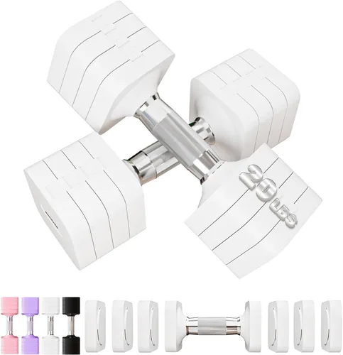 Miniatura 28 de Juego de mancuernas ajustables de 15 libras, 20 libras, 40 libras, 50 libras, juego de mancuernas de peso libre para mujeres y hombres