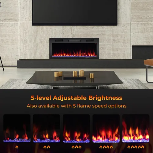 Miniatura 3 de GOFLAME Chimenea eléctrica de 40 pulgadas empotrada y montada en la pared, calentador eléctrico de chimenea de 750 W/1500 W con control remoto