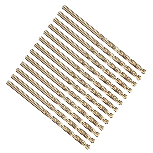 Miniatura 137 de PATIKIL Broca Jobber de 0.039 in, vástago recto M35 cobalto 5% acero de alta velocidad 135° acabado dorado para metal duro de acero inoxidable - 2