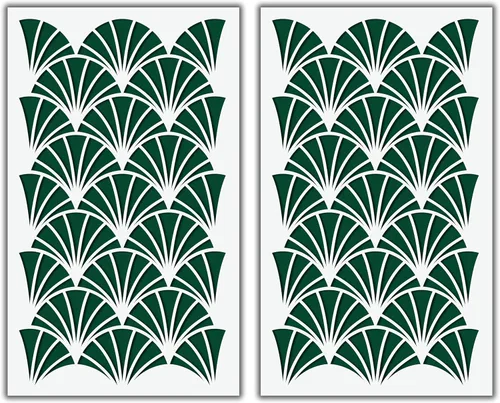 PINKIPO 2-Pack Flower Fan Wall Stencil for Painting, Large Floral Nature Stencils, Reusable Allover Pattern for Walls, Floors and Furniture