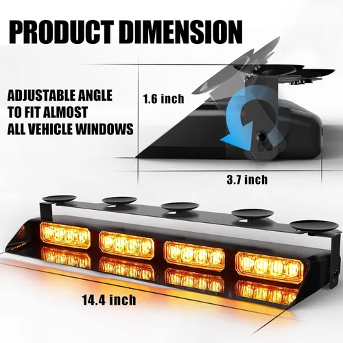 Miniatura 5 de Luces estroboscópicas de emergencia en ámbar para salpicadero WINECO con pantalla digital, controlador de advertencia de seguridad, barra de luz