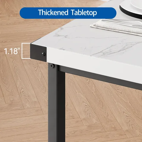Miniatura 4 de GarveeHome Juego de mesa de comedor para 4, mesa de cocina con 2 bancos tapizados, juego de comedor de cocina de madera, para espacios pequeños