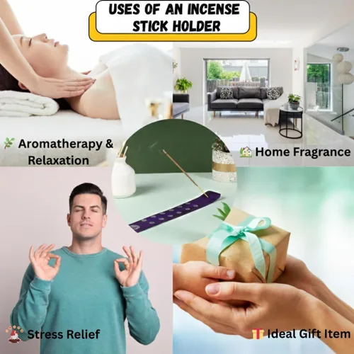 Miniatura 5 de Bless-International Quemador Tradicional Hecho a Mano de Madera Portaincienso Soporte Recogecenizas para Aromaterapia-Meditación-Yoga
