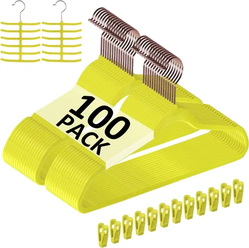 Miniatura 14 de VECELO Perchas de terciopelo de alta calidad resistentes (paquete de 60), antideslizantes y ahorran espacio con 8 clips para los dedos y soporte