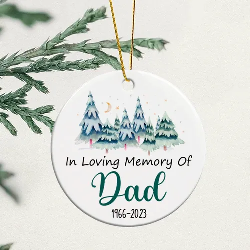 Miniatura 3 de Adorno de cerámica personalizado de Navidad en memoria amorosa de papá, adorno de Navidad personalizado para papá, adorno de recuerdo 2025, regalo