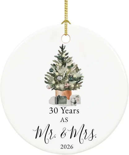 Miniatura 16 de Adorno de 50 aniversario para padres, parejas, 50 aniversario de boda para 50 años como regalos de señor y señora, recuerdo de cerámica 50