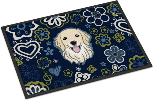 Caroline's Treasures BB5056MAT - Felpudo de 18 x 27 pulgadas, diseño de flores azules, para interiores y exteriores, para entrada, antideslizante,