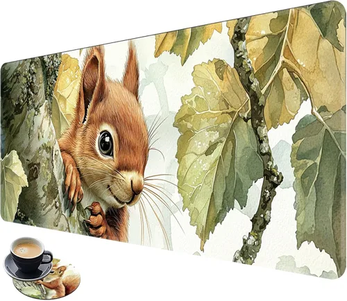 Miniatura 31 de Alfombrilla de mouse extendida grande para videojuegos, 31.5 x 11.8 pulgadas, alfombrilla antideslizante para mouse con bordes cosidos, portavasos