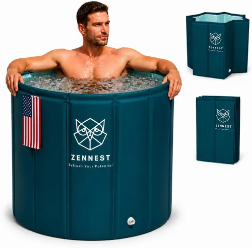 Bañera portátil plegable para adultos – Inmersión caliente y fría 2 en 1, Bañera plegable para adultos de gran capacidad de 105 galones, Tina de