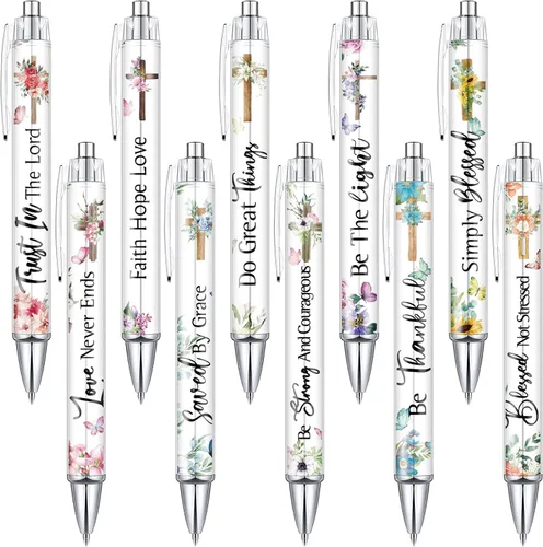 Miniatura 8 de Tinlade 10 piezas de bolígrafos cristianos para mujeres, bolígrafos de tinta religiosa, regalos de Pascua, citas inspiradoras, versículos bíblicos