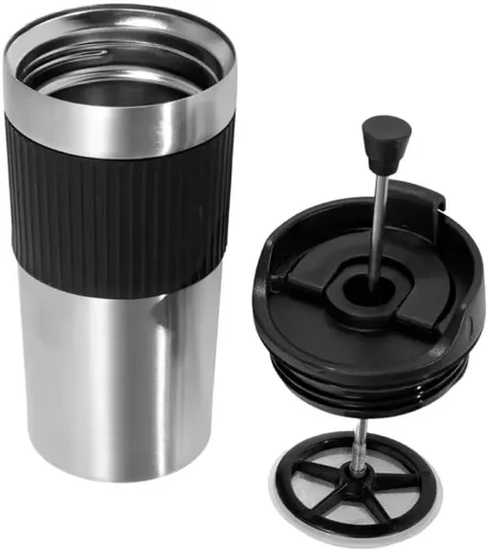Cafetera portátil, prensa francesa, taza aislada con doble pared de acero inoxidable, 16oz,. vaso, prensa francesa, taza de café portátil, cafetera,