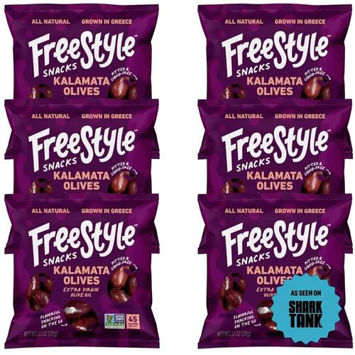 Miniatura 10 de Freestyle Snacks Paquetes de Aperitivos de Aceitunas – Porción Individual – Aceitunas Verdes Frescas Deshuesadas, Tamaño Jumbo, Cultivadas