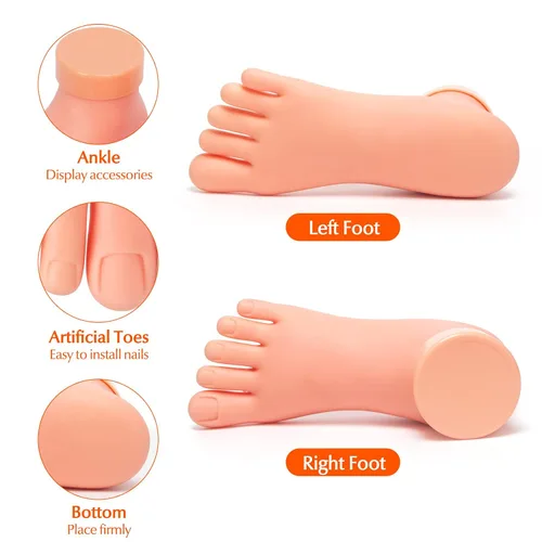 Miniatura 6 de Paquete de 2 puntas de uñas de práctica, herramienta de mano de entrenamiento de arte y 1 par de práctica de pie falso, herramienta de manicura
