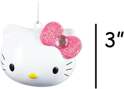 Miniatura 2 de Juego de adornos navideños de Hello Kitty de 2 piezas Adornos navideños oficiales con licencia de Sanrio Adornos de arco de purpurina y resina