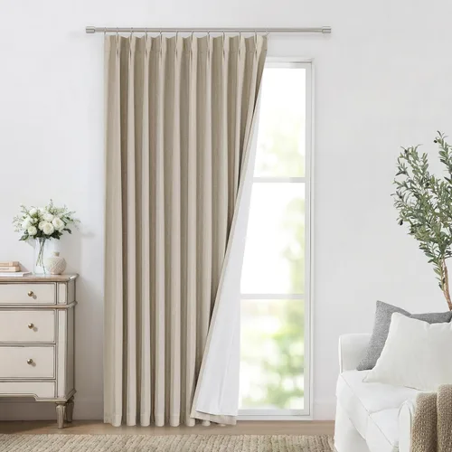 Miniatura 29 de Vision Home Cortinas marrones con pliegues pinzados de bloqueo total, cortinas de ventana de lino mezclado para oscurecimiento de la habitación, 95