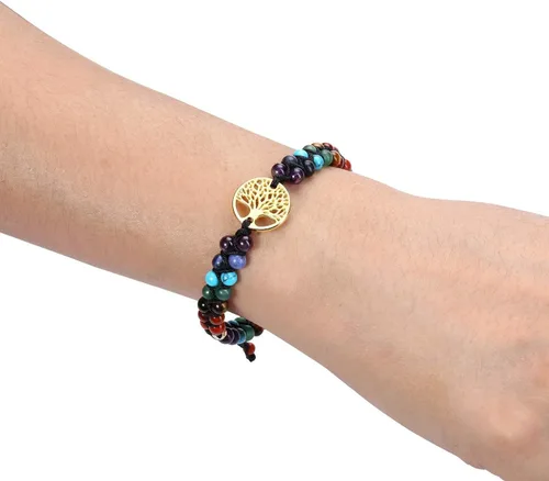 Miniatura 6 de PESOENTH 7 pulseras de cristal curativo para mujer, piedras preciosas naturales, yoga, reiki, chakras, piedras de ansiedad, árbol de la vida