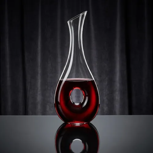 Miniatura 3 de QWORK Decantador de vino de cristal, jarra de vino tinto soplada a mano en forma de caracol, aireador y dispensador de 33.8 fl oz para bar casero
