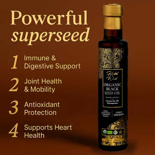 Miniatura 3 de Herbal Wind Aceite de semilla negra: aceite de semilla negra orgánico USDA prensado en frío, aceite de semilla de comino negro turco Nigella Sativa