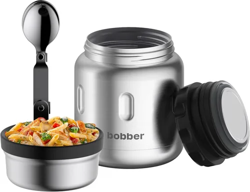 Miniatura 12 de BOBBER Tarro de alimentos aislado de acero inoxidable de 16 oz con boca extra ancha, cuchara y tazón integrados, mantiene el calor durante 10 horas