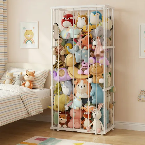 Almacenamiento de animales de peluche de metal, soporte grande para animales de peluche con cordón elástico, almacenamiento de zoológico de animales
