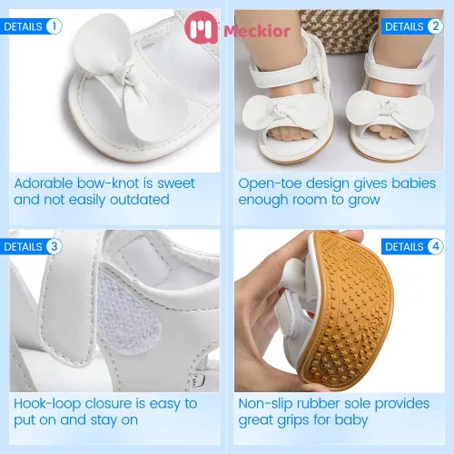 Miniatura 160 de Meckior Sandalias de verano con punta abierta y suave de piel sintética para bebés y niñas pequeñas