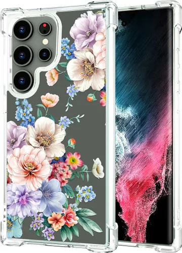 Miniatura 119 de Hungo Funda compatible con Samsung Galaxy S23 con diseño floral y bonito diseño transparente, femenino para mujeres y niñas, con hermoso clavel