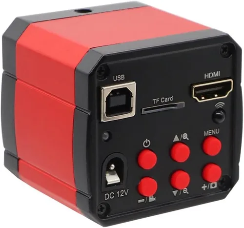 Miniatura 4 de Cámara de microscopio HDMI HD 2MP 30FPS HDMI USB Industrial Digital Teléfono Cámara Microscopio para Microscopio Binocular Trinocular (Color : Rojo)