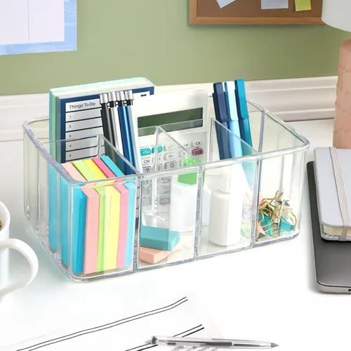Miniatura 5 de Organizador de mueble de lavamanos de plástico transparente de calidad superior. 5 compartimientos.
