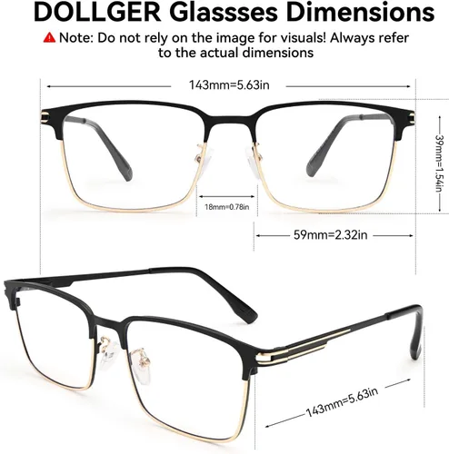 Miniatura 6 de Dollger Gafas de luz azul para hombre, rectángulo de metal, con bloqueo de luz azul, lentes fotocromáticos de moda para computadora
