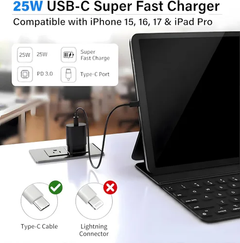 Miniatura 7 de Galaxy S25 S24 - Bloque de carga USB C de 25 W PD, cargador súper rápido, adaptador de enchufe de pared tipo C, carga rápida para Samsung Galaxy
