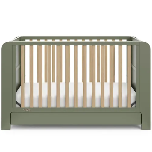 Miniatura 10 de Graco Read-with-Me Cuna convertible 4 en 1 con cajón (Oliva con madera flotante) - Certificado GREENGUARD Gold Se convierte en cama infantil, cama