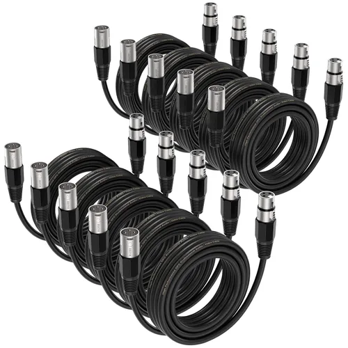 Miniatura 8 de EBXYA Cable XLR de 2 pies, paquete de 6 unidades, cable de micrófono equilibrado con cable XLR de 3 pines macho a hembra, color negro