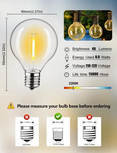 Miniatura 2 de KGC Bombillas LED C7 C9 G40 S14 (G40, 25 unidades)