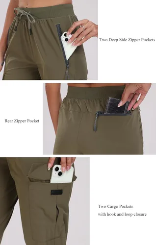 Miniatura 3 de Oalka Pantalones cargo de senderismo para mujer, ligeros, con bolsillos de viaje, de secado rápido