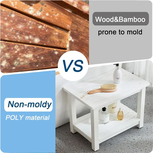 Miniatura 4 de Banco de ducha resistente para ducha interior, taburete de baño de poliéster blanco para afeitarse las piernas o asiento de baño de spa, asiento