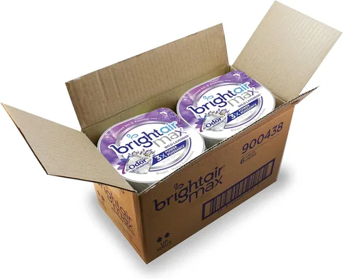 Bright Air Gel eliminador de olores máximo de 8 onzas, para espacios de tamaño mediano, aroma a lavanda silvestre, caja de 6, dura hasta 60 días