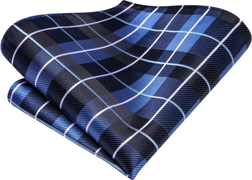 Miniatura 167 de Hi-Tie Corbata clásica de cachemira para hombre con pañuelo y gemelos a cuadros