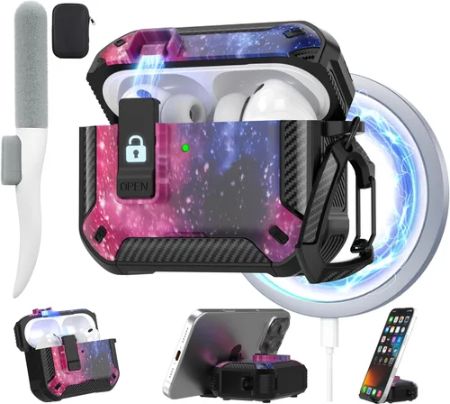 Miniatura 19 de Maxjoy for AirPods Pro 3 Case 2025, MagSafe Compatible with Auto Lock, Shockproof Protective Cover with Phone Stand, Includes Cleaning Kit &