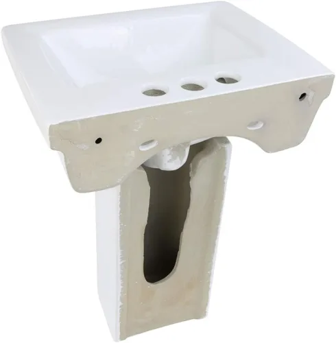 Miniatura 5 de Renovators Supply Manufacturing WeeWash - Fregadero de pedestal de baño infantil de 21.5 pulgadas de alto x 16 pulgadas de ancho, porcelana vítrea