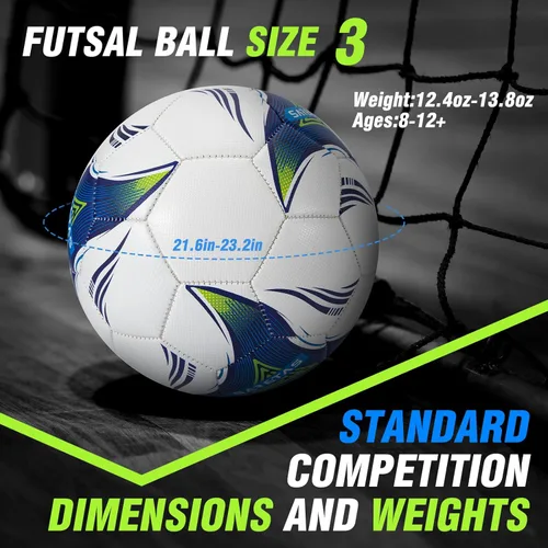 Miniatura 2 de Saretas Size 3/4 Soccer Ball, Futsal Ball&Indoor Soccer Ball Low Bounce Ball, PU Leather Practice Futsal Ball, Official Size and Weight for Age 13+